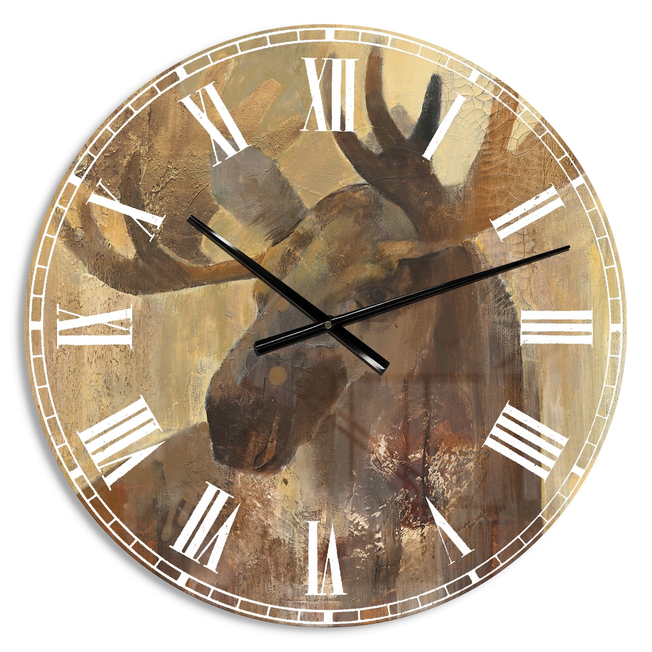 Designart 'Into The Wild Gold Moose Farmhouse Wall Clock